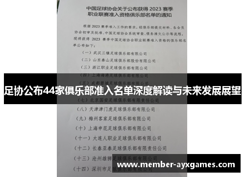 足协公布44家俱乐部准入名单深度解读与未来发展展望 足协公布44家俱乐部准入名单深度解读与未来发展展望